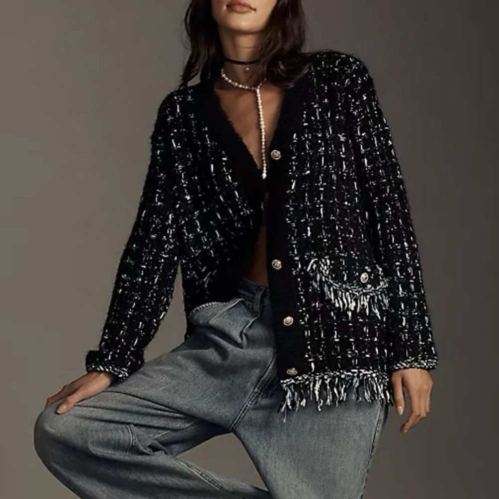Slide 3 of 3

Women's Black and Blue Cardigan